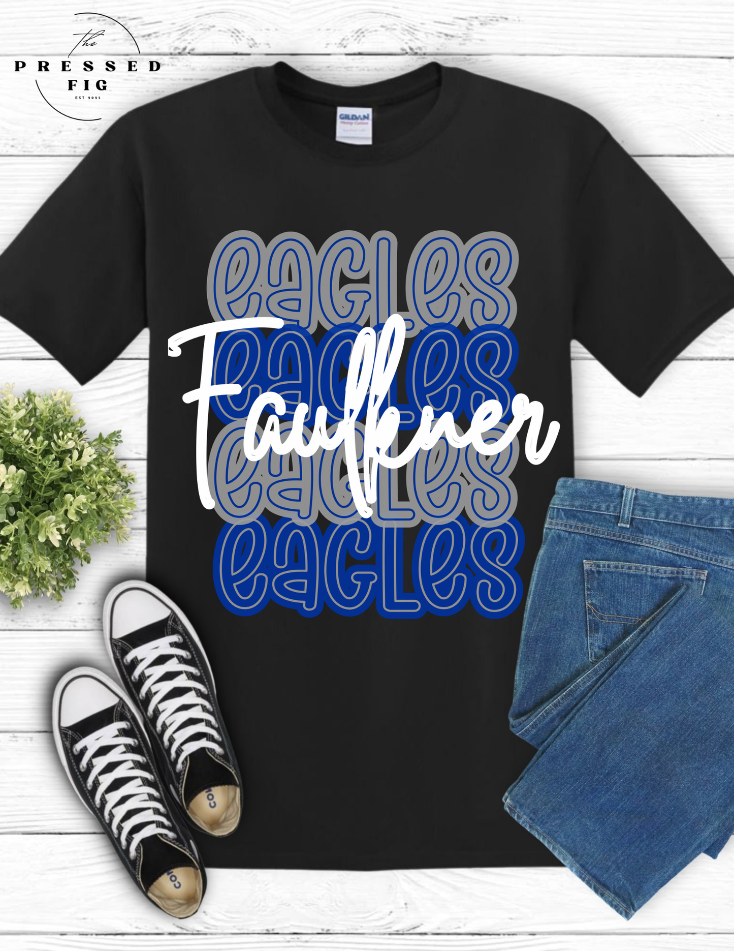 Faulkner Eagles Stacked Tee
