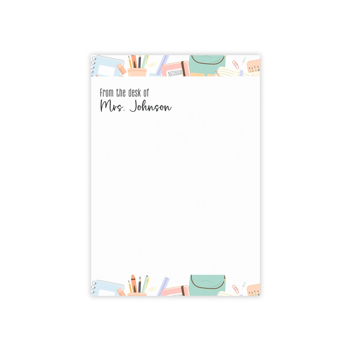 From the Desk Of Notepad – 4x6 Sticky Note Pad for Teachers | Personalized Teacher Stationery
