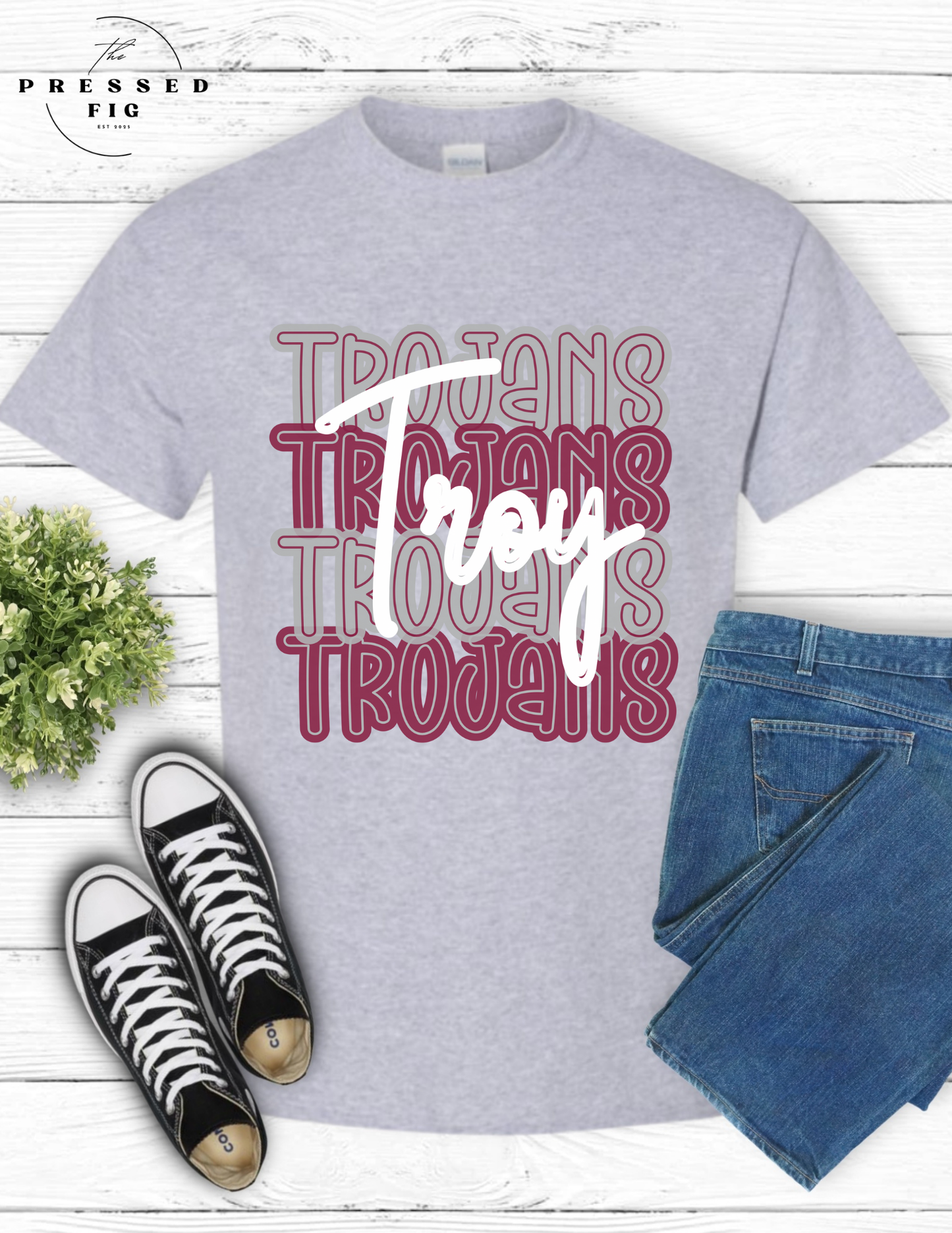 Troy Trojans Stacked Tee
