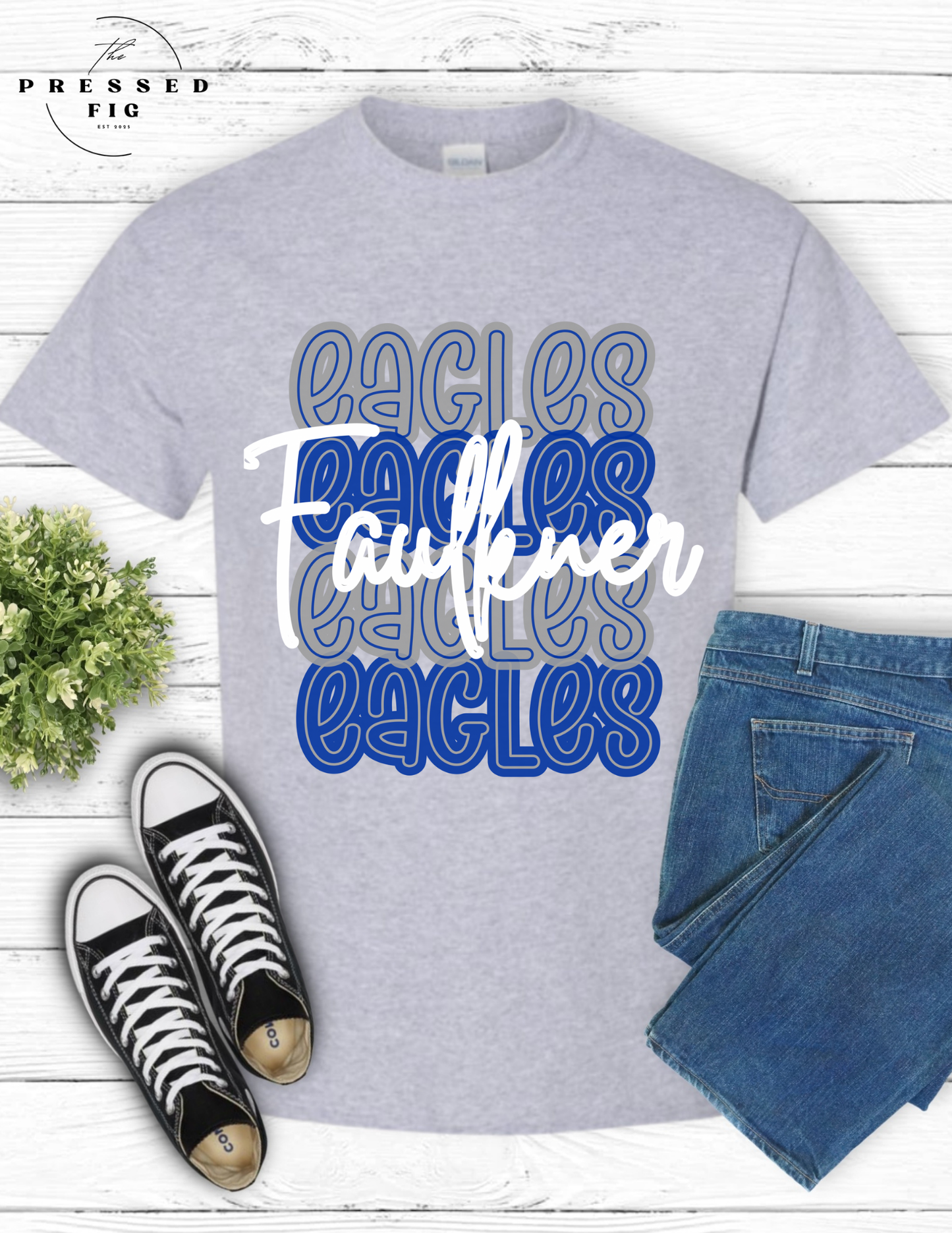 Faulkner Eagles Stacked Tee
