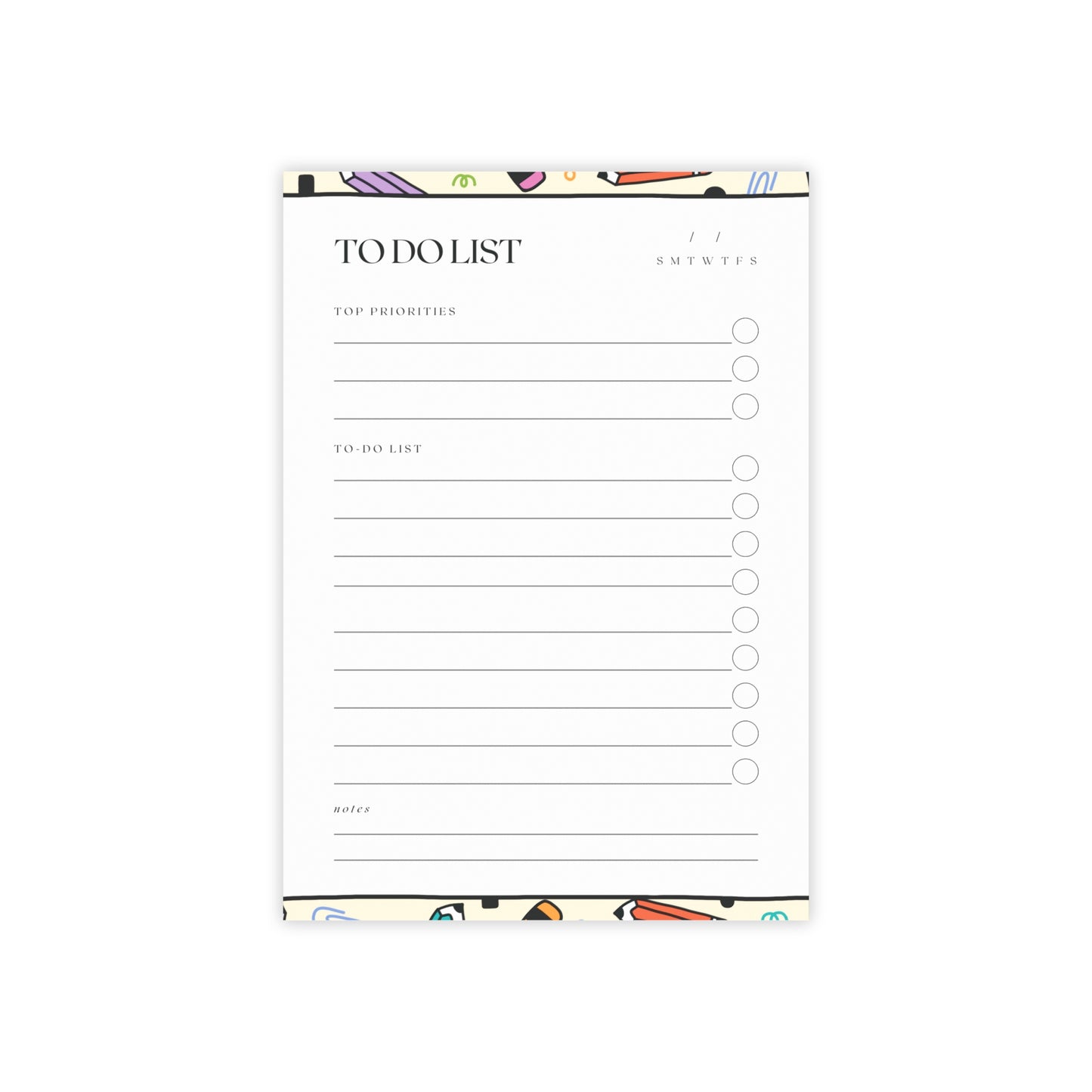 Teacher To-Do List Notepad – 4x6 Sticky Pad for Priorities & Tasks | Daily Checklist with Fun Border