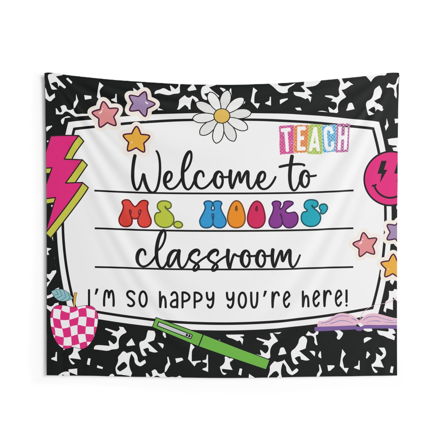 Teacher Wall Tapestry – Custom Welcome Sign for Classroom Decor