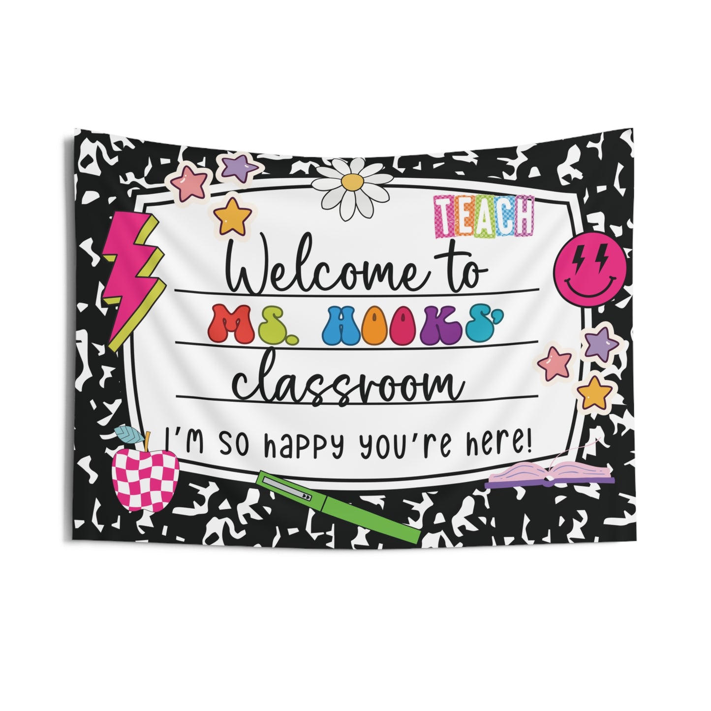 Teacher Wall Tapestry – Custom Welcome Sign for Classroom Decor