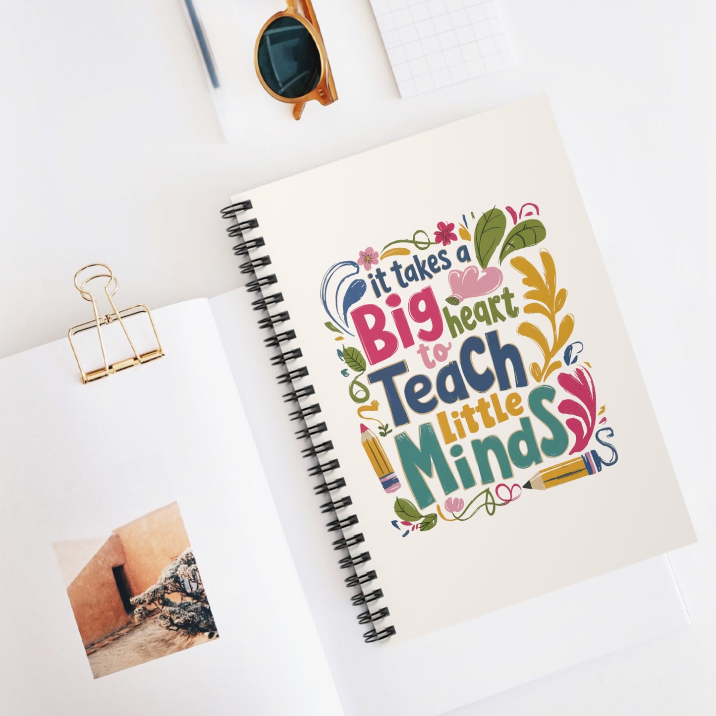 “Big Heart, Little Minds” Colorful Teacher Spiral Notebook