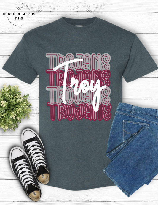 Troy Trojans Stacked Tee