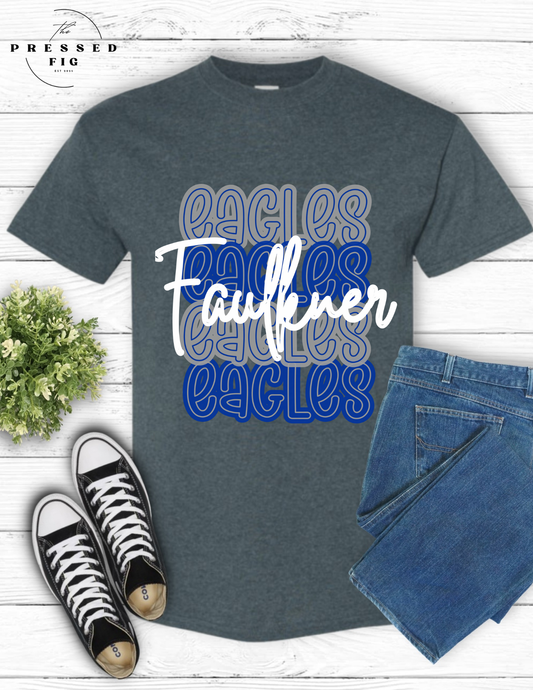 Faulkner Eagles Stacked Tee
