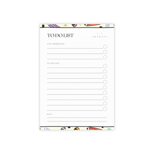 Teacher To-Do List Notepad – 4x6 Sticky Pad for Priorities & Tasks | Daily Checklist with Fun Border