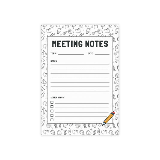 Meeting Notes Notepad – 4x6 Sticky Pad for Teachers | Staff Meeting Tracker with Action Item Checklist