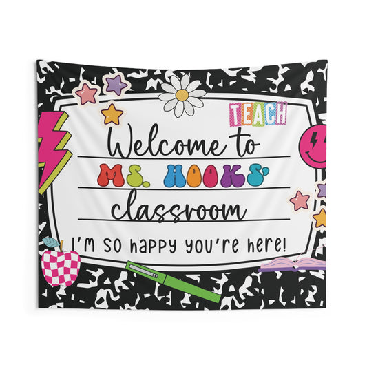 Teacher Wall Tapestry – Custom Welcome Sign for Classroom Decor